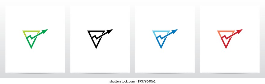 Line Chart On Outline Letter Logo Design V