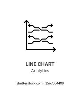 Line chart outline vector icon. Thin line black line chart icon, flat vector simple element illustration from editable analytics concept isolated on white background