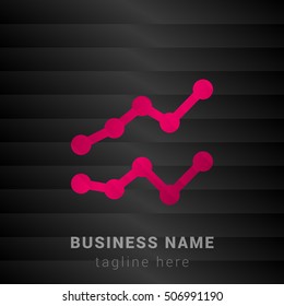 Line Chart Pink and black silk fashion premium icon / Logo