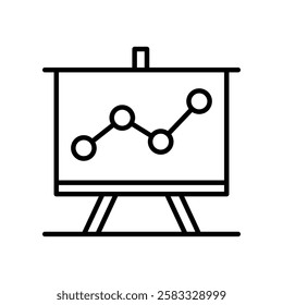 Line Chart Presentation Icon for Business Analysis and Statistics