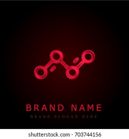Line chart red chromium metallic logo