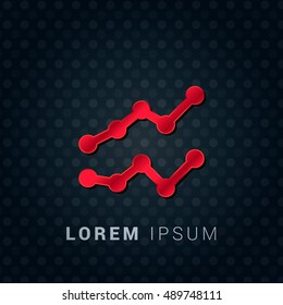 Line Chart Red chromium precious metallic 3D Icon / Logo Design