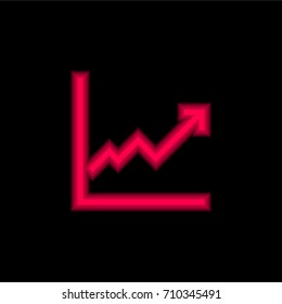 Line chart red glowing neon ui ux icon. Glowing sign logo vector