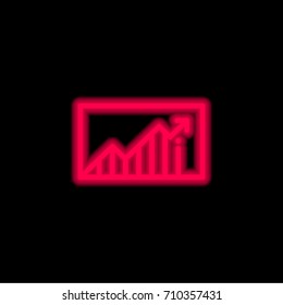 Line chart red glowing neon ui ux icon. Glowing sign logo vector