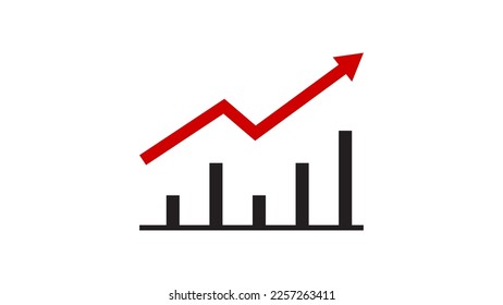 line chart with rising graph upwards, for presentations, business, etc