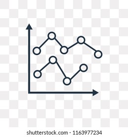 Line chart vector icon isolated on transparent background, Line chart logo concept