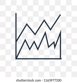 Line chart vector icon isolated on transparent background, Line chart logo concept