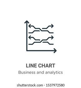 Line chart vector icon on white background. Flat vector line chart icon symbol sign from modern business and analytics collection for mobile concept and web apps design.