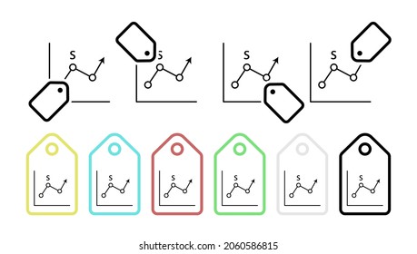 Icono de vector de línea de gráfico en la ilustración de conjunto de etiquetas para ui y ux, sitio web o aplicación móvil