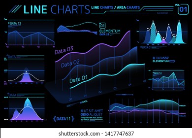 Line Charts and Area Charts Infographic Elements