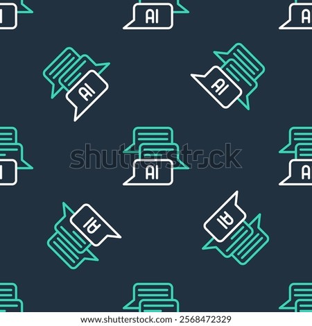 Line Chat bot icon isolated seamless pattern on black background. Chatbot icon.  Vector