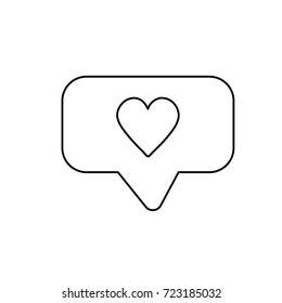 line chat bubble with heart design inside
