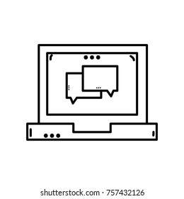 line chat bubble message inside laptop technology