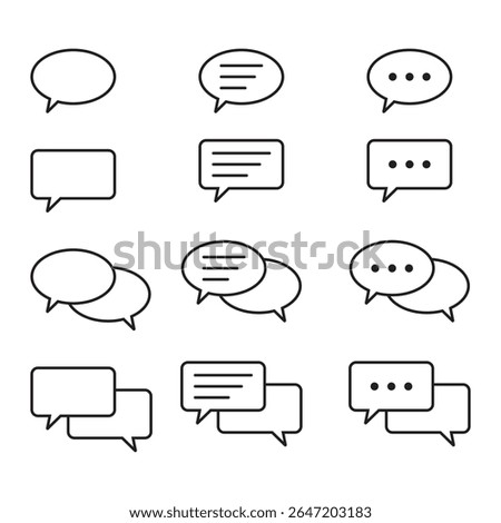 Line chat icons set. Talk baloon icons. Chat speech bubble collection.