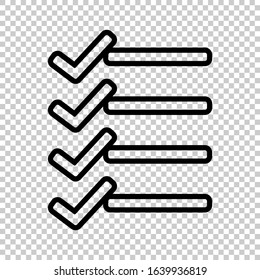 line check list icon flat vector on transparent background
