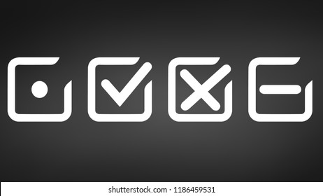 line check mark or check box cross icons . flat style vector illustration isolated on black background.
