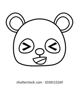 line cheerful panda head wild animal