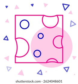 Icono de queso de línea aislado sobre fondo blanco. Concepto de contorno colorido. Vector