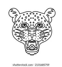 Line cheetah face. Vector hand-drawn illustration.