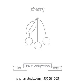 Line cherry icon, fruit icon collection stock vector illustration