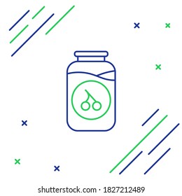 Line Cherry jam jar icon isolated on white background. Colorful outline concept. Vector