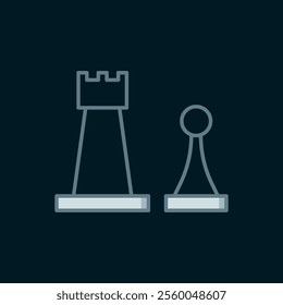 Line Chess icon isolated on black background. Business strategy. Game, management, finance. Flat filled outline style with shadow. Vector