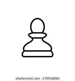 Line chess Pawn piece icon isolated on white background. Board game. Black silhouette. Vector illustration.
