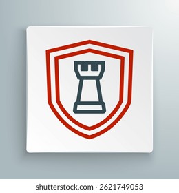 Line Chess shield icon isolated on white background. Business strategy. Game, management, finance. Colorful outline concept. Vector