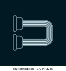 Line Chest expander icon isolated on black background. Flat filled outline style with shadow. Vector