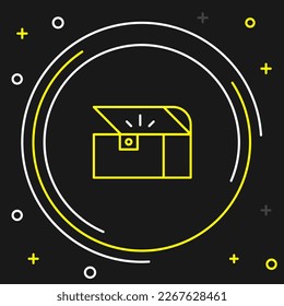 Line Chest for game icon isolated on black background. Colorful outline concept. Vector