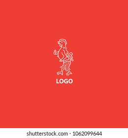line chicken vector logo for menu in restaurant