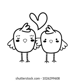 line chicks couple together and love heart