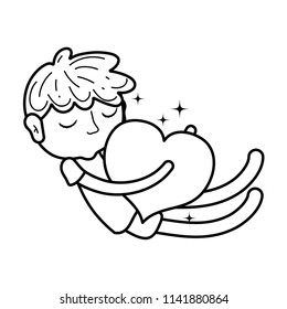 line child boy sleepping and nice heart