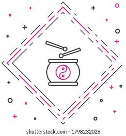 Line Chinese drum icon isolated on white background. Traditional asian percussion instrument Taiko or O-Daiko drum. Colorful outline concept. Vector Illustration