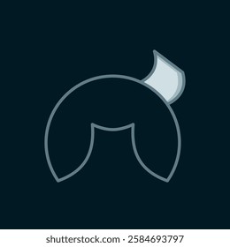 Line Chinese fortune cookie icon isolated on black background. Asian traditional. Flat filled outline style with shadow. Vector