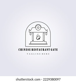 line chinese restaurant gate logo vector illustration design