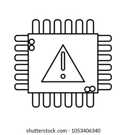 line chip circuit with exclametion and attention sign