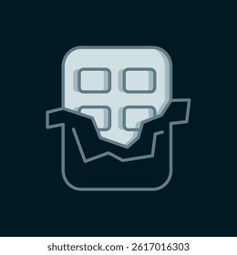 Line Chocolate bar icon isolated on black background. Flat filled outline style with shadow. Vector