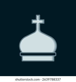 Line Christian church tower icon isolated on black background. Religion of church. Flat filled outline style with shadow. Vector