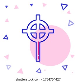 Line Christian cross icon isolated on white background. Church cross. Colorful outline concept. Vector Illustration