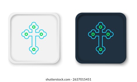 Line Christian cross icon isolated on white background. Church cross. Colorful outline concept. Vector