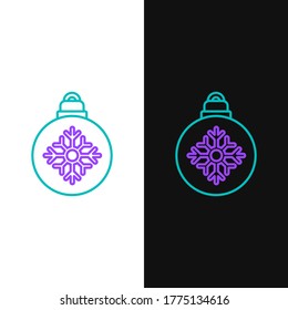 Line Christmas ball icon isolated on white and black background. Merry Christmas and Happy New Year. Colorful outline concept. Vector