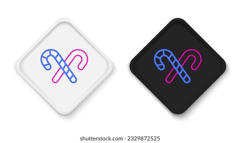 Line Christmas candy cane with stripes icon isolated on white background. Merry Christmas and Happy New Year. Colorful outline concept. Vector