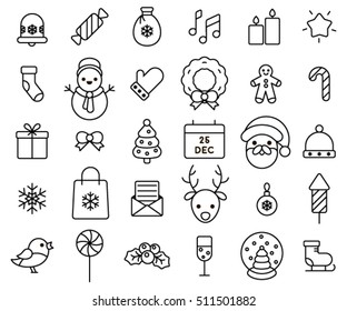 Line Christmas Icon Set