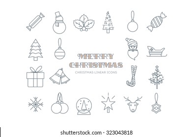 Line Christmas icons. Stock vector.