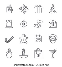 Line christmas icons for web and applications