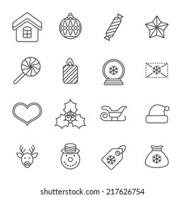 Line christmas icons for web and applications