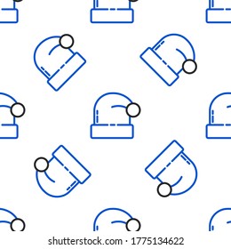 Line Christmas Santa Claus hat icon isolated seamless pattern on white background. Merry Christmas and Happy New Year. Colorful outline concept. Vector