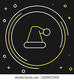Line Christmas Santa Claus hat icon isolated on black background. Merry Christmas and Happy New Year. Colorful outline concept. Vector