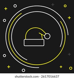 Line Christmas Santa Claus hat icon isolated on black background. Merry Christmas and Happy New Year. Colorful outline concept. Vector